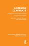 "LISTENING TO PARENTS. An Approach to the Improvement of Home/School Relations. Janet Atkin und John Bastiani. Orange Hintergrund.", Buch