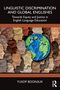 „Linguistic Discrimination and Global Englishes“; viele Papiergesichtsprofile; zentrale, bunte Weltkugel., Buch