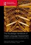 „The Routledge Handbook of Digital Language Assessment“; Brückenstruktur als Hintergrund, kantige, gelbe Streben., Buch
