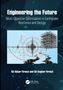 "Engineering the Future" mit Bauzeichnung, Seismograph und Gebäude im Hintergrund. Geometrische Muster und Linien., Buch