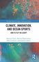 „Climate, Innovation and Ocean Sports“ in Schwarz auf Weiß. Aquarell-Hintergrund in Rot und Blau, Logo unten rechts., Buch
