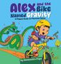 Titel: "Alex and the Bike Named Gravity". Untertitel: "A Magical Guide to Mountain Biking". Junge mit Helm fährt Fahrrad, Drache folgt.