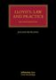 "LLOYD'S: LAW AND PRACTICE SECOND EDITION" oben, "JULIAN BURLING" mittig, schwarzer Hintergrund mit rotem Rahmen., Buch