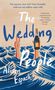 "The Wedding People" von Alison Espach. Illustration: Hände ragen aus blauen Wellen, eine hält eine Flasche., Buch