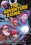 „THE ADVENTURE ZONE: Story and Song“ in gelbem, stilisiertem Schriftzug. Fünf fantasievolle Charaktere in einer dynamischen Szene.