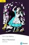 "Level 2", "Pearson English Readers", "Alice in Wonderland", "Lewis Carroll". Eine Illustration von Alice mit Karten und Tieren., Buch