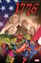 "1776" in großen roten Ziffern. Darunter historische Figuren und Superhelden wie Hulk und Captain America., Buch