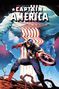 "CAPTAIN AMERICA" in fetten Buchstaben. Illustration: Captain America in dynamischer Pose mit Schild im Vordergrund., Buch