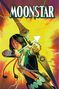 "Moonstar" steht oben. Ein Krieger mit Pfeil und Bogen zielt. Umgeben von gelber Energie. Comic-Stil.