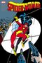 "SPIDER-WOMAN" in roter Schrift. Illustration zeigt Spider-Woman in rotem Anzug, springt, wird von zwei Waffen bedroht., Buch