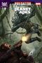Text: "Predator versus Planet of the Apes". Ein Predator kämpft im Dschungel gegen bewaffnete Affen. Marvel und 20th Century Studios Logos., Buch
