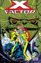 "X-Factor" Logo. Fünf farbenfrohe Helden in dynamischen Posen vor einem riesigen Maschinenkopf. Comic-Illustration., Buch