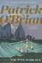 „Patrick O'Brian: The Wine-Dark Sea“, Segelschiff vor stürmischem Meer und dramatischen Felsen, Zitat: „Heart-stoppingly vivid.“