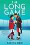 "The Long Game" oben. Zwei Männer in Hockeykleidung stehen sich auf Eisfläche gegenüber.
