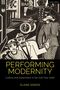 "PERFORMING MODERNITY" und "ELAINE SISSON". Schwarz-weiße Illustration mit Personen, Auto und Bar im Hintergrund.