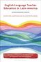 Der Text beschreibt ein Buch über Englischlehrerausbildung in Lateinamerika. Farbiges Wellenmuster darunter., Buch
