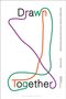 "Drawn Together" in großen Buchstaben, darunter farbige Linien in lila, grün und orange, eine moderne Illustration.