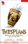 „Thespians: Greece the Musical (but not that one)“. Antike Vase mit Figuren, aus der Wasser spritzt. Logo oben links.