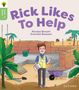 "Rick Likes To Help" oben in Lila. Darunter Autoren: Nicolas Brasch, Srimalie Bassani. Eine Baustelle mit lächelndem Mann., Buch