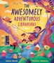 "The Awesomely Adventurous Librarians." Eine fröhliche, bunte Illustration mit fliegenden Büchern und Abenteurern., Buch