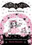 "Isadora Moon Goes to a Wedding. Half vampire, half fairy, totally unique! Harriet Muncaster." Illustration mit der Figur Isadora Moon in einem rosa Kleid, begleitet von einem rosa Hasen und Fledermaus, umgeben von Blumen.