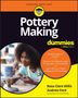 "Pottery Making for Dummies" mit Hinweisen zu Projekten, Tonarten und Formtechniken. Frau arbeitet an Töpferscheibe., Buch