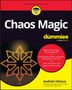 "Chaos Magic for dummies" von Andrieh Vitimus. Buchcover mit gelbem und schwarzem Hintergrund und ein leuchtendes Symbol., Buch