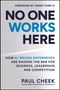 „NO ONE WORKS HERE“ auf weißem Hintergrund, unterstrichen von blauen Details, unten steht „PAUL CHEEK“., Buch