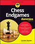 Text: "Chess Endgames for dummies", "Learning made easy", "Learn essential endgame techniques", "Carsten Hansen". Illustration: Schachfiguren., Buch