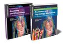 Zwei Buchcover: "Fundamentals of Anatomy and Physiology" und Workbook, bunte Anatomie-Illustrationen., Buch