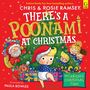 „Festive family fun“; „There's a Poonami at Christmas“; Kind in Windel und Weihnachtsmütze; Weihnachtsbaum und Geschenke., Buch