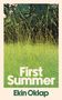 Summit Books PROOF. First Summer. Ekin Oklap. Final cover to be revealed. Dunkelgrüner Hintergrund mit großen Kurven., Buch