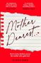 "Mother Dearest" in Handschrift auf Notizpapier vor rotem Hintergrund. Zitate von Alice Feeney und Kimberley Belle.