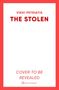 VIKKI PETRIATIS, THE STOLEN, COVER TO BE REVEALED. Roter Rand, weißer Hintergrund. Unten Verlagssymbol.