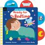 "Ready for My Bedtime" von Amanda Jenner, illustriert von Ailie Busby; Kind im Bett mit einer fliegenden Maus., Buch