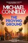 „Michael Connelly: The Proving Ground“. Skyline von Los Angeles bei Sonnenuntergang, gesäumt von Palmen., Buch