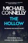 Text: „Michael Connelly, The Hollow, The Brand New Bosch Novel, November 2026, Cover to be revealed.” Dunkler Hintergrund., Buch