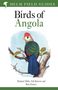 Text: „Helm Field Guides“, „Birds of Angola“, Autoren: Michael Mills, Nik Borrow, Ron Demey. 

Illustration: Farbenfroher Vogel auf Ast., Buch