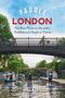 „Paddle London“ in großen Buchstaben, Kanäle mit Paddleboardern, Brücke, Radfahrer, Bäume, klare Himmel., Buch