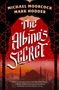 Text: "The Albino's Secret", "Michael Moorcock", "Mark Hodder", "A Metatemporal Detective Novel". Illustration mit Gebäude-Silhouetten., Buch