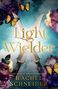 "Light Wielder" in goldener Schrift vor zwei sich kreuzenden Schwertern, umgeben von Schmetterlingen und Blumen.