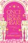"Once Upon a Broken Heart". Zwei gerüstete Ritter neben dekorativen Säulen, umrahmt von pink und goldenen Sternen., Buch