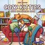 "Jade Summer Cozy Kitties Cute Colouring Book." Illustration: Katzen auf Sofa mit Kissen, Wolldecken, Garnknäuel, Regal und Lampe., Buch