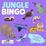 "Jungle Bingo", "WARNING: Choking hazard. Not for children under 3 yrs.", "ON-THE-GO BINGO FOR KIDS!"; Illustrationen von Tieren.