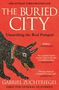 Buchtitel: "The Buried City". Mosaik eines Hundes auf rotem Hintergrund. Autor: Gabriel Zuchtriegel., Buch