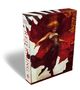 "Red Rising" auf Buchrücken. Illustration: Frau in schwarzem Kleid, roter Hintergrund, dramatische Pose., Buch