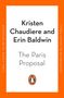 Text: "Kristen Chaudiere and Erin Baldwin, The Paris Proposal." Orange Rahmen, Pinguin-Logo unten., Buch