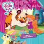 "Vida the Vet". Ein Kind und ein Tiger unter einem Baum. Viele bunte Süßigkeiten. "KOA'S SWEET TOOTH"., Buch