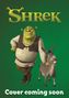 Text: "Shrek", "Cover coming soon". Illustration: Ein grüner Oger und ein grauer Esel stehen gemeinsam vor grünem Hintergrund., Buch