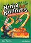 "Ninja Bunnies vs the Samurai Snake", "Cover coming soon". Illustration: Ein Hase in Ninja-Kleidung mit großen Ohren., Buch